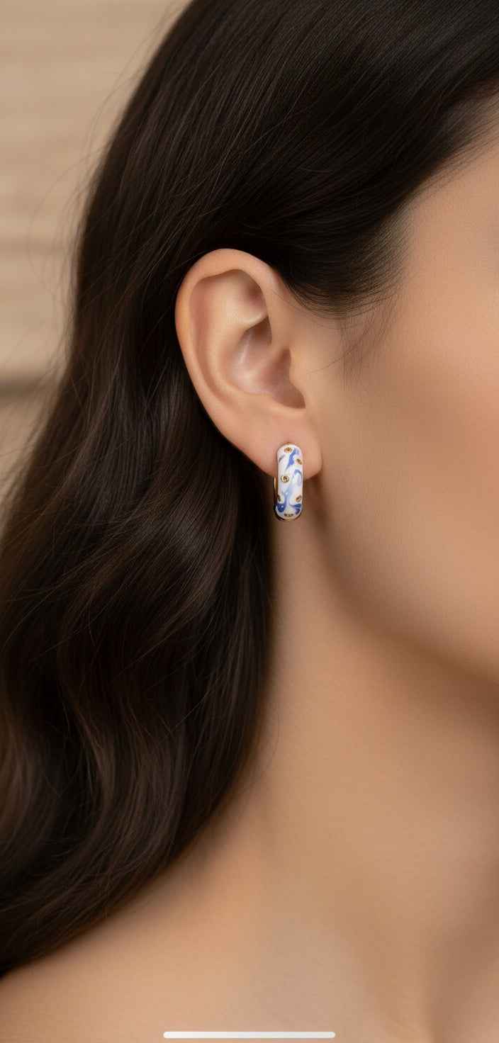 Blue & White Cloisonne Hoops