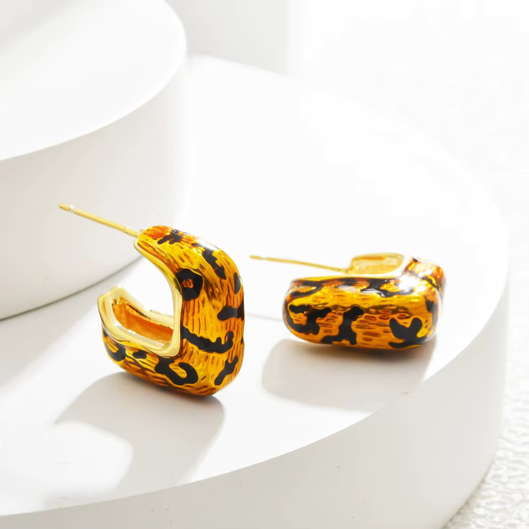 Leopard Lady Square Hoops