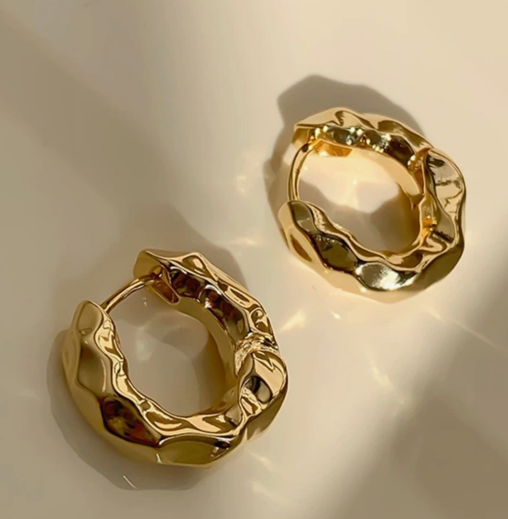 Structured Golden Hoop Earrings