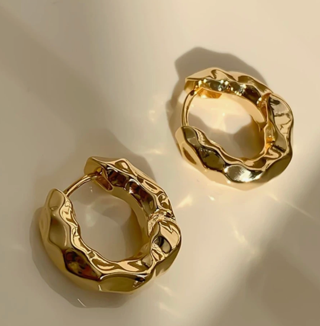 Structured Golden Hoop Earrings
