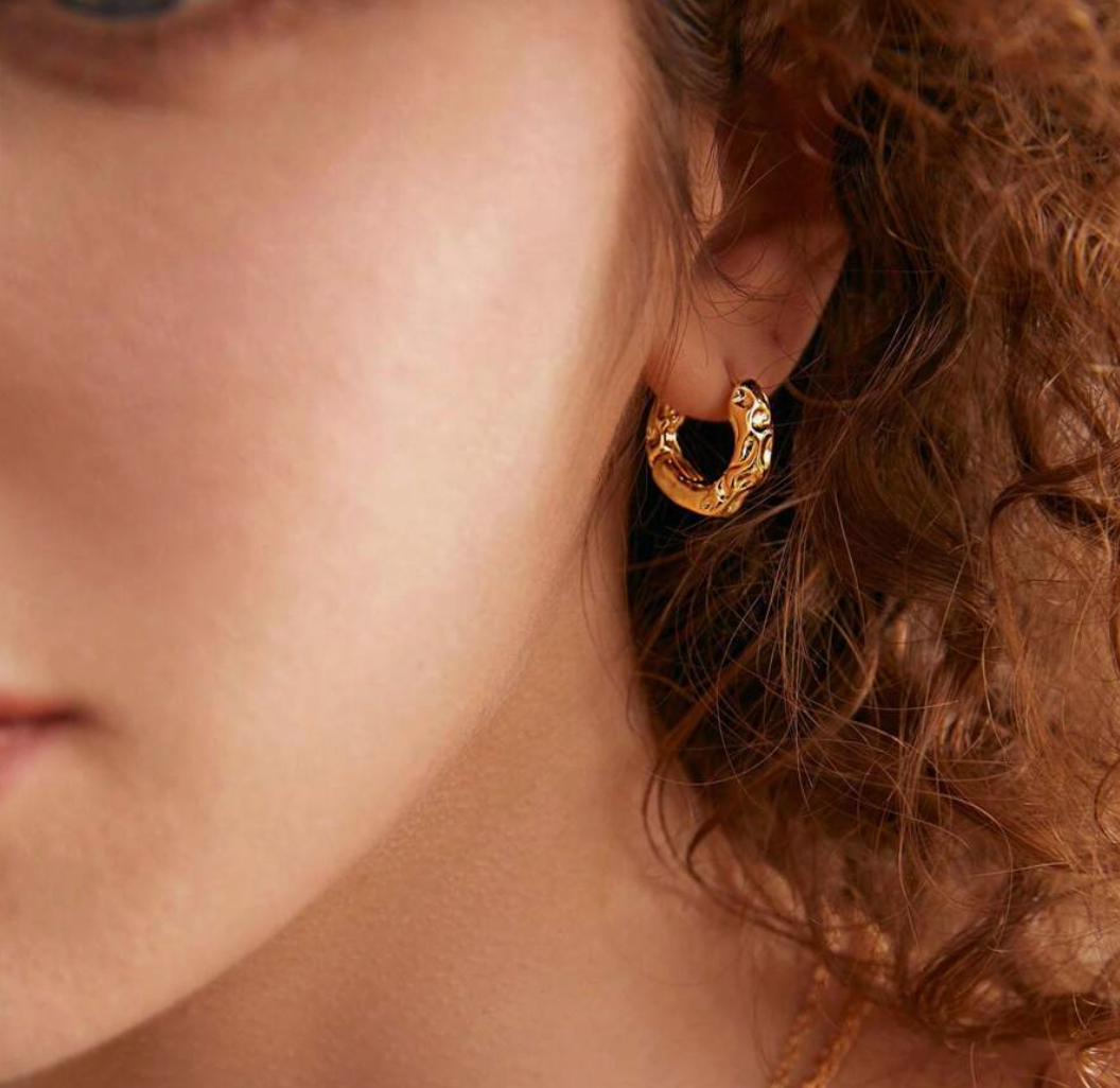Structured Golden Hoop Earrings