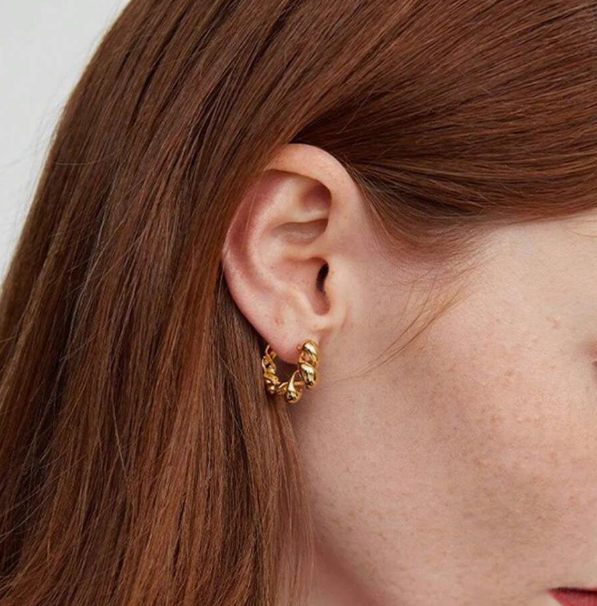Gold Bubble Wave Hoops