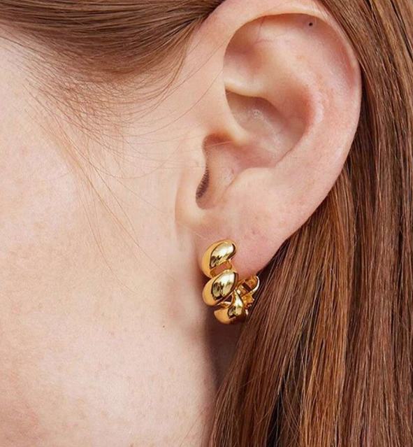 Gold Bubble Wave Hoops