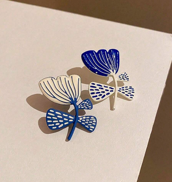Enamel Mismatched Flower Studs