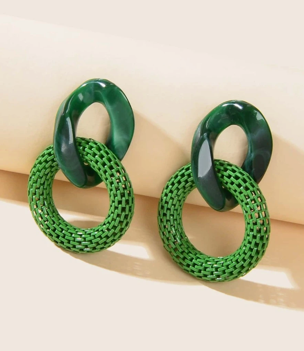 Green Circle Drop Danglers