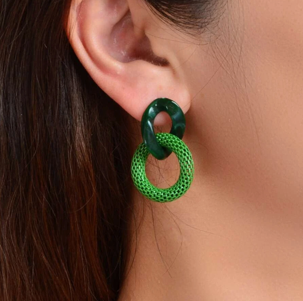 Green Circle Drop Danglers