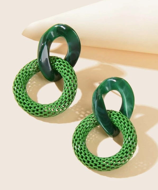 Green Circle Drop Danglers