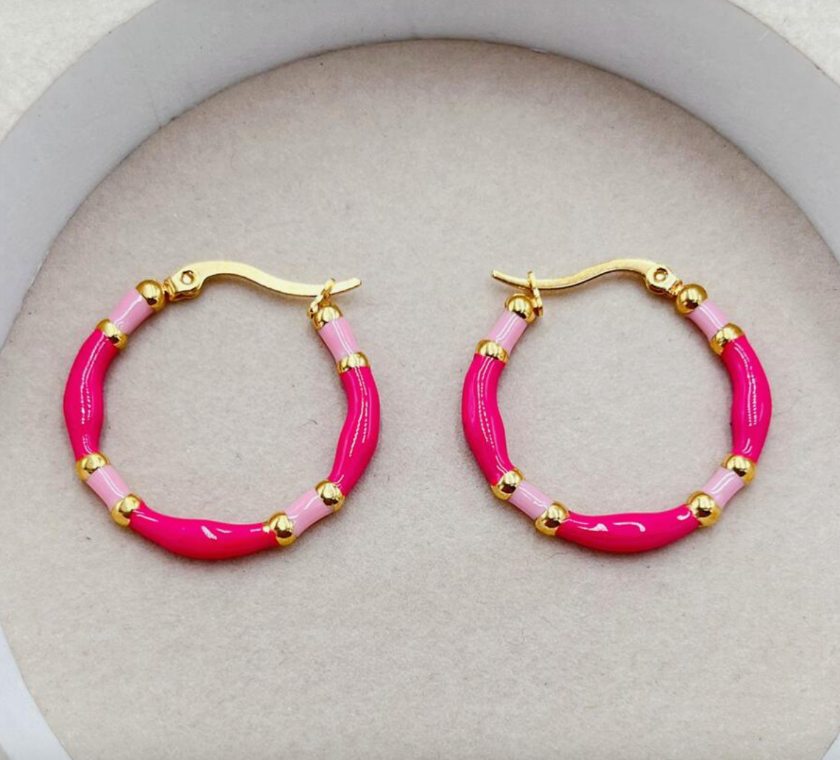 Hot Pink Enamel Hoops
