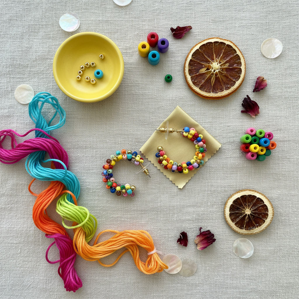 Beaded Joy Hoops - Bright Fiesta