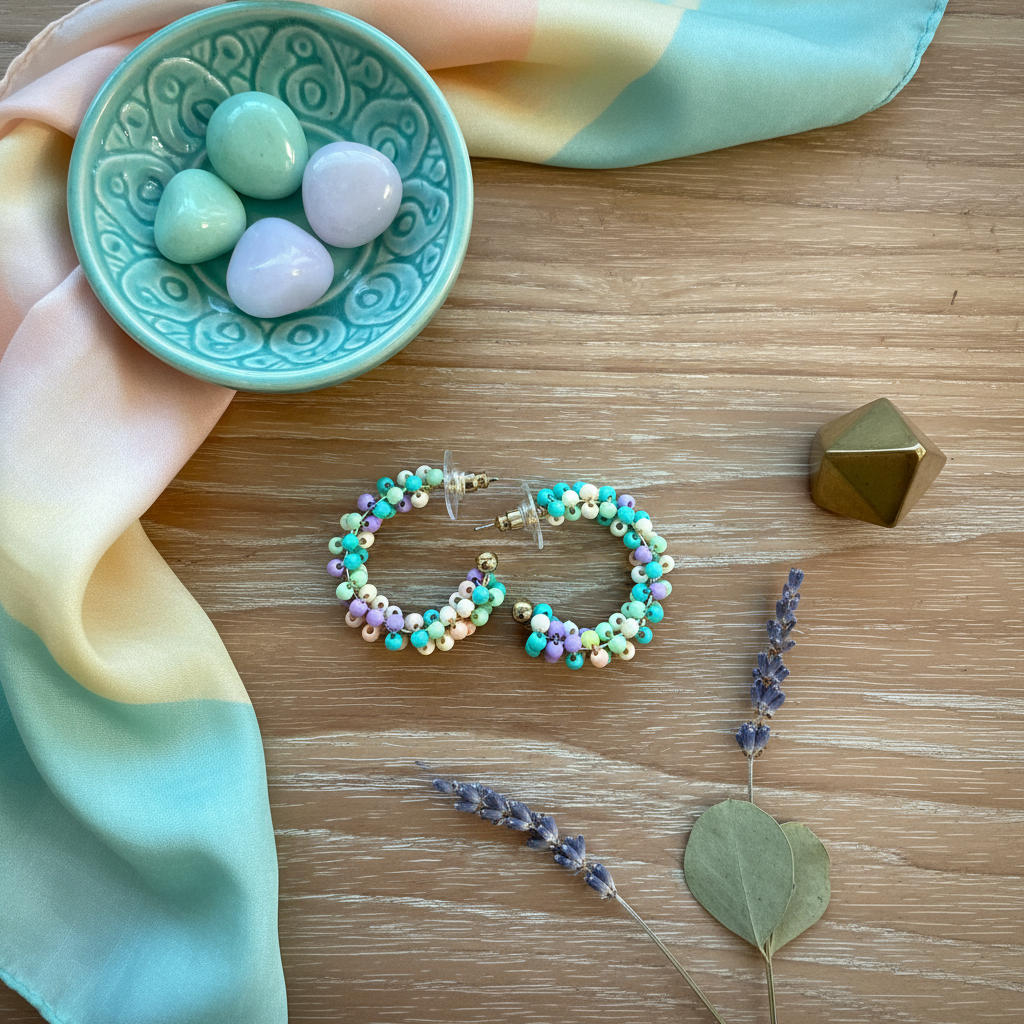 Beaded Joy Hoops - Pastel Dream